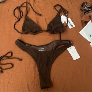 Lahana swim brown ribbed bikini